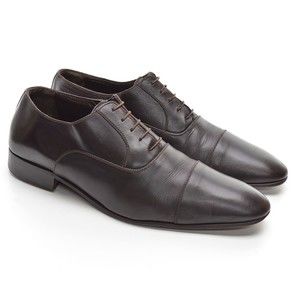 Men A. Testoni Basic Brown Leather Cap Toe Oxfords 10 M